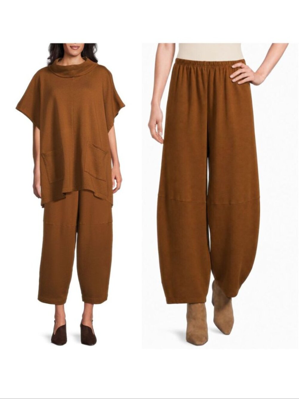 BRYN WALKER Olivier PANTS XL French Terry Bamboo Pull On Lantern Ankle Pinecone